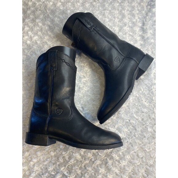 Ariat Other - Ariat Black Leather Boots Heritage Roper Style 35501 Size Men’s 8.5 D